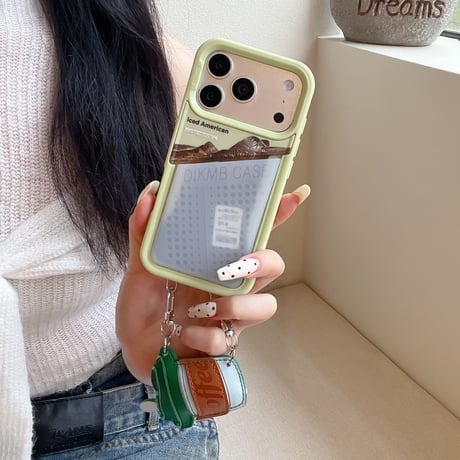 カードポケット iPhone17Pro/17ケース コーヒーカップストラップ iPhone16Pro/15ケース 実用品可愛い [M6430]