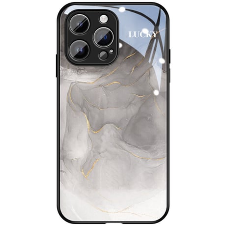 暈し染め ガラスiPhone14/15ケース  水墨画 金箔入り アイフォン13/12mini/11カバー キラキラ 全面保護 オシャレ シック[M2722]