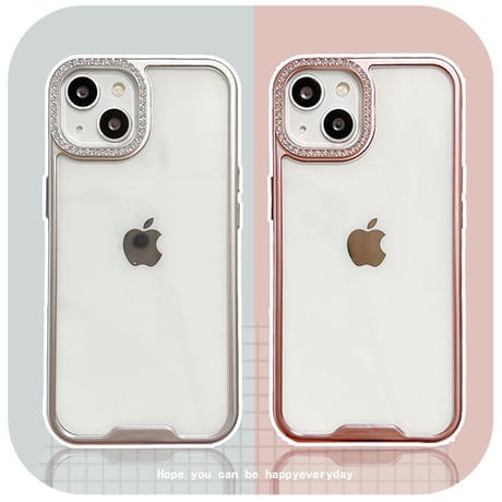 高級感たっぷり iPhone15プロ/15カバー ジュエリー ラメ枠 iPhone14pro/13promaxケース 高品質 [M4548]