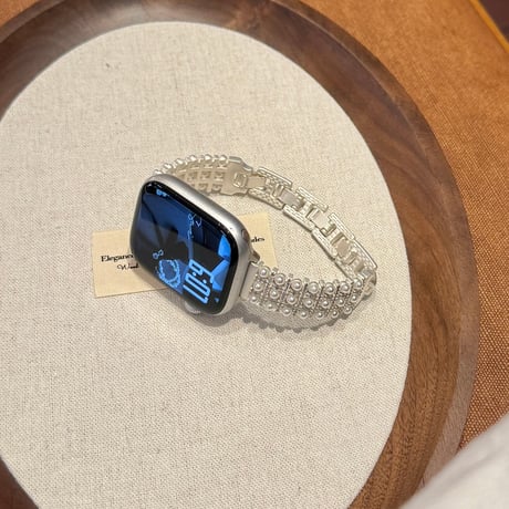 上品 AppleWatchバンド パールブレスレット  メタル AppleWatchベルト Series 11/10/9/8 SE3/2  Ultra3/2/1 高級感高品質 [M6408]