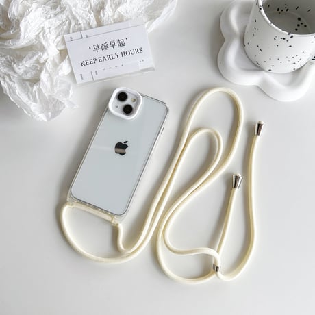 ストラップ付クリア iphone15/15proケース 肩掛け紐 iPhone14pro/13/12promaxカバー  使いやすい 黄ばまない [M4145]