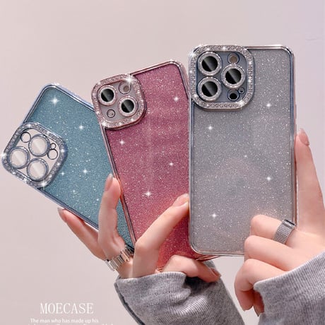 ジュエリー iPhone14pro/14promaxケース キラキララメシール付 iphone13/12/11promaxカバー  オシャレ 高級感 ガールズに大人気[M2388]