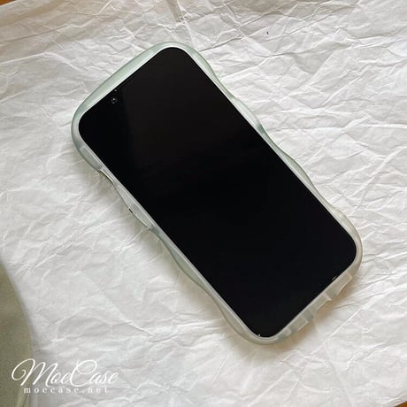 抹茶グリーン暈し染め iPhone13/14カバー Happy高級感 iphone12pro/11ケース  可愛い 透明感 頑丈 波紋枠 落下防止 [M2881]