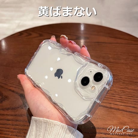 クリアiPhone15/14proケース 波紋枠レンズカバー アイフォン13/12pro/11カバー 透明 全面保護 落下防止 [M2835]