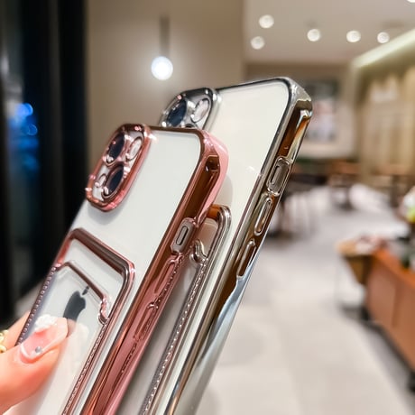 メッキ カード収納 iphone14pro/13ケース カメラレンズ保護フィルム付 アイフォン12/11proカバー お買い得[M2100]