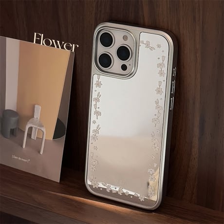 ユリの花 ミラーiPhone16/16proカバー エレガント アイフォン15pro/14/13proケース 大人可愛い 女子力UP 春夏におすすめ[M5139]
