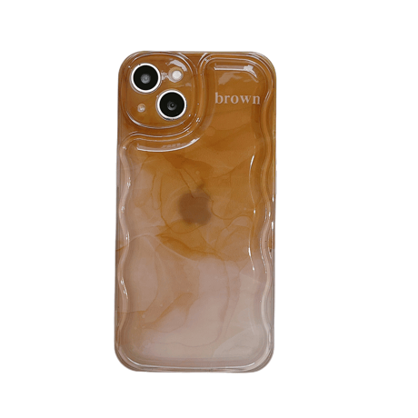 暈し染め 茶色 iphone14pro/13promaxケース 高級感 お揃い AirpodsPro2カバー 高品質  綺麗 黄ばまない 可愛い[M2658]