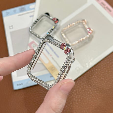可愛い アップルウォッチフレーム リボン/耳 ジュエリーライン AppleWatch保護ケース Ultra2/1/SE(第2/1世代)/Series11/10/9/8/7/6/5/4 [M6290]