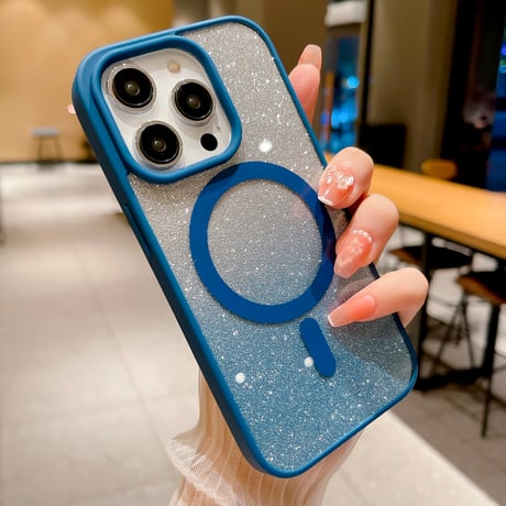 MagSafe対応 iPhone15/15proケース  キラキラインナーシート付 iPhone14/13/12proカバー 黄ばまないクリアケース[M3684]