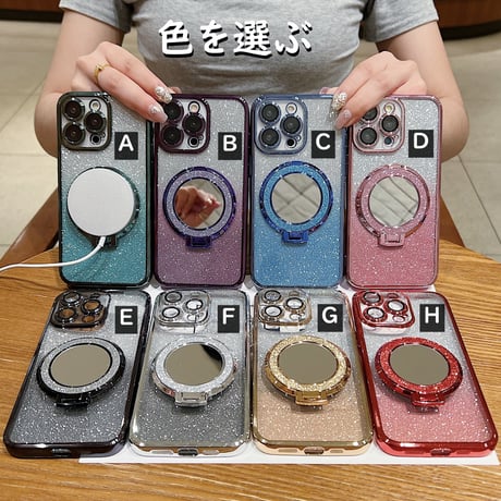 鏡付Magsafeリング iPhone15pro/15promaxケース コスパ最強 スタンド iPhone14pro/13/12カバー お買い得  [M4168]