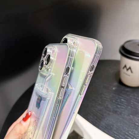 【iPhone16】動く氷/レモン iphone15/14proケース グリッター入り液体 iphone13/12カバー キラキラグラデーションカラー レンズフィルム付 人気品[M3122]