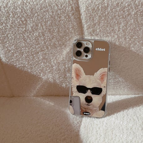 カッコイイ 鏡iphone14/13proケース 犬ちゃん アイフォン12/11カバー 可愛い クール ギフトにおすすめ[M3353]