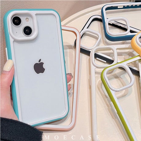 バンパー iPhone14/14proカバー 放熱 iPhone13/12/11promaxケース カラー枠 頑丈耐衝撃 シンプル風  男女兼用[M3191]