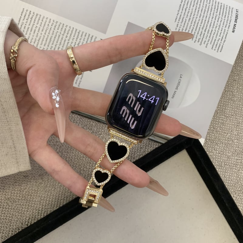アップルウォッチバンド ベルト Apple Watch ケース　センタービジュー ビジューハート Apple watchバンド おしゃれアップルウォッチベルト