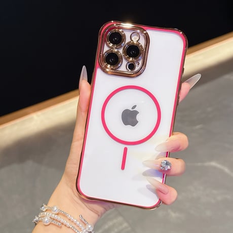 メタリックカラー iPhone16pro/16promaxケース Magsafe充電 カメラ保護 iPhone15/14/13proカバー 黄ばまない お揃い [M5511]