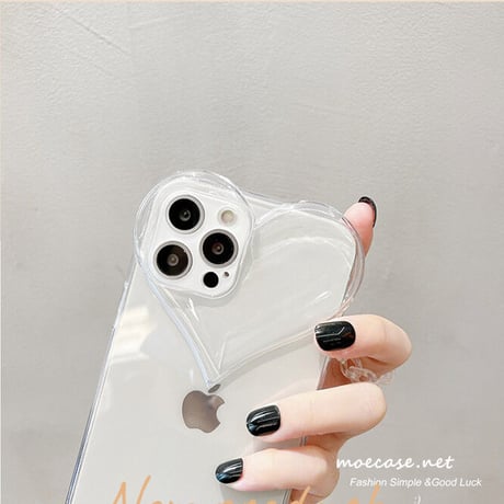 ハート型 透明iphone11/12promaxケース クリアiphonexs/xsmaxカバー  写真メモ挟める   ガールズに超人気M732
