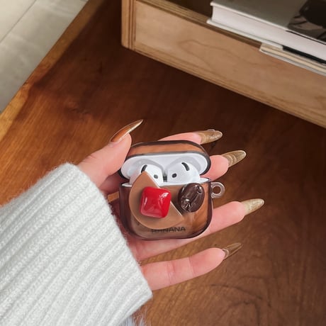 コーヒー豆 Airpods 4ケース レザーストラップ付 Airpodspro2/proカバー Airpods3/2 シック おしゃれ ギフトにおすすめ[M4994]