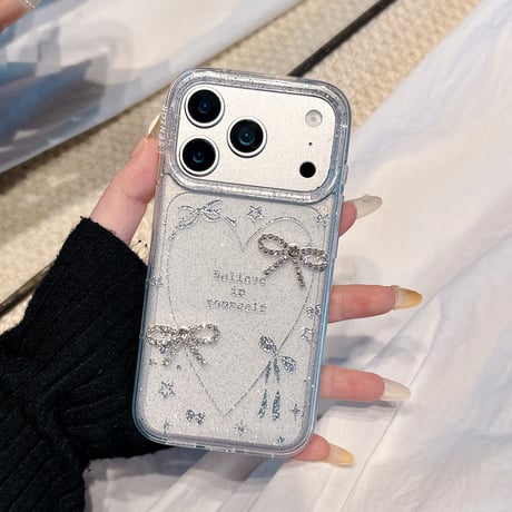 ガールズに人気 iPhone17Pro/17ケース ジュエリーリボン キラキラ iPhone17ProMax/16Pro/15カバー オシャレ 可愛い  [M5935]