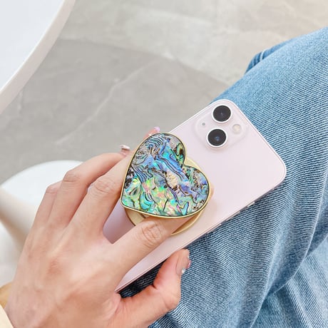 マグネット式スマホグリップスタンド 本物の貝殻 キラキラおしゃれ   艶あり グリップトーク  伸び縮み式 落下防止 耐久性 ギフトにおすすめ[M3299]