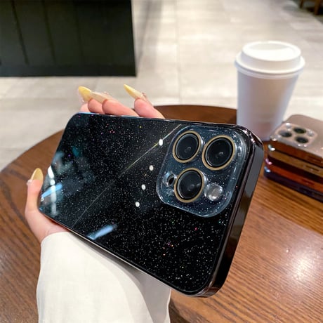 耐衝撃 iPhone16pro/16promaxケース 艶感キラキラ iPhone15pro/14/13カバー カメラ保護 耐久性あり [M5330]