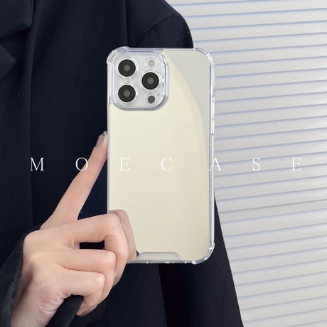 ミラーiPhone14/15ケース 四角耐衝撃加工 アイフォン13/12/11proカバー メイク直しに便利 ガールズに人気 [M2737]