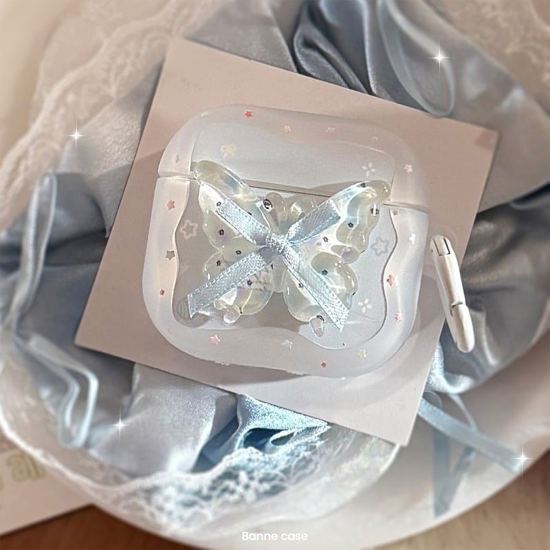 蝶デコ Airpods Pro3ケース ホワイト Airpods 4/3カバーケース Airp