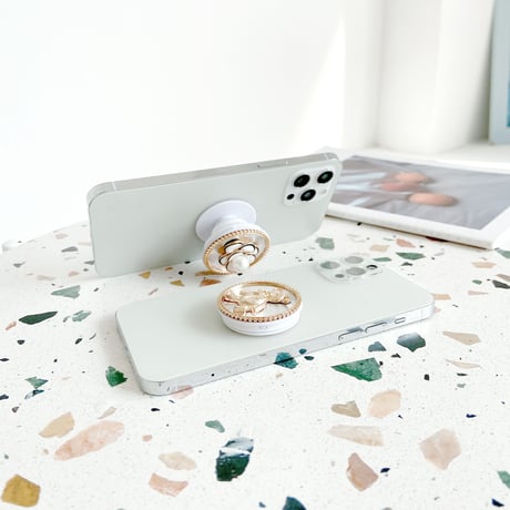 おしゃれポップソケット リボン  花 スマホグリップ  ツヤありスマホソケット  タンド機能付き  落下防止 ガールズに超人気 M603