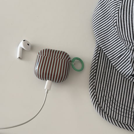 ストライプ柄 AirpodsPro3ケース オシャレ Airpods4カバー  AirpodsPro2/Pro1カバー リング付き オシャレさんにおすすめ[M6242]
