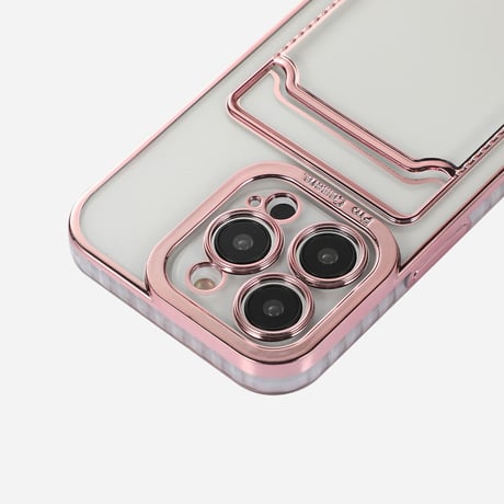 ICカードポケット iPhone14pro/14promaxケース メッキ クリアアイフォン13/12/11proカバー 高級感 実用 使いやすい [M2390]