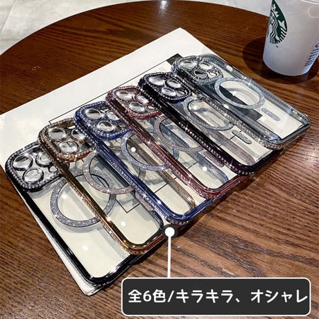 【iPhone16】MagSafe対応ジュエリー iphone15/14proケース  キラキラ レンズフィルム付アイフォン13/12/11カバー  綺麗 高品質 ガールズに超人気 [M3321]