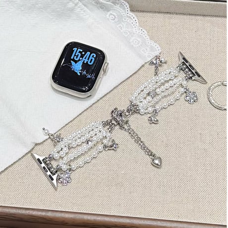 豪華真珠 アップルウォッチバンド  高品質 AppleWatchブレスレット Series11/10/9/8 SE3/2 40/41/42mm 韓国っぽ [M6524]