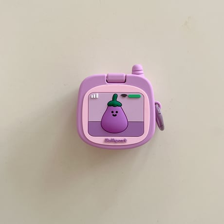 鏡付 シリコン Airpods 4ケース ナス Airpods3/Pro2ケース airpodspro2カバー  女子力高い リング付 大人可愛い[M5218]