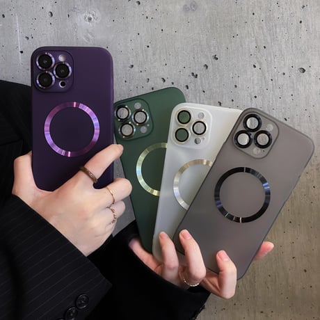 指紋防止 MagSafe対応 iPhone15plus/15proケース  半透明マット iPhone14/13proソフトケース カメラ保護 シンプル [M3554]