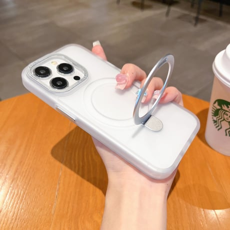 高品質MagSafe スタンドiPhone15/15Proケース 指紋防止 iPhone14Pro/13/12Proカバー 高機能 シンプル 高級感 [M3820]