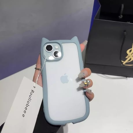 リボンデコ iPhone15/15プロケース 猫の耳 iPhone14pro/13pro/12カバー 可愛い 黄ばまない[M4318]