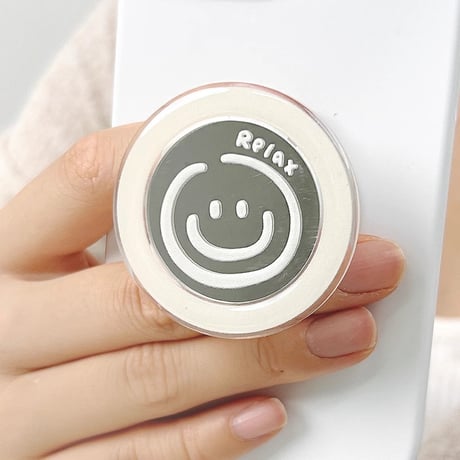 笑顔ミラー 鏡スマホグリップ  お揃い シック スタンド 可愛い 粘着タイプ 可愛い 実用 全機種対応 ギフトにおすすめ[M3946]