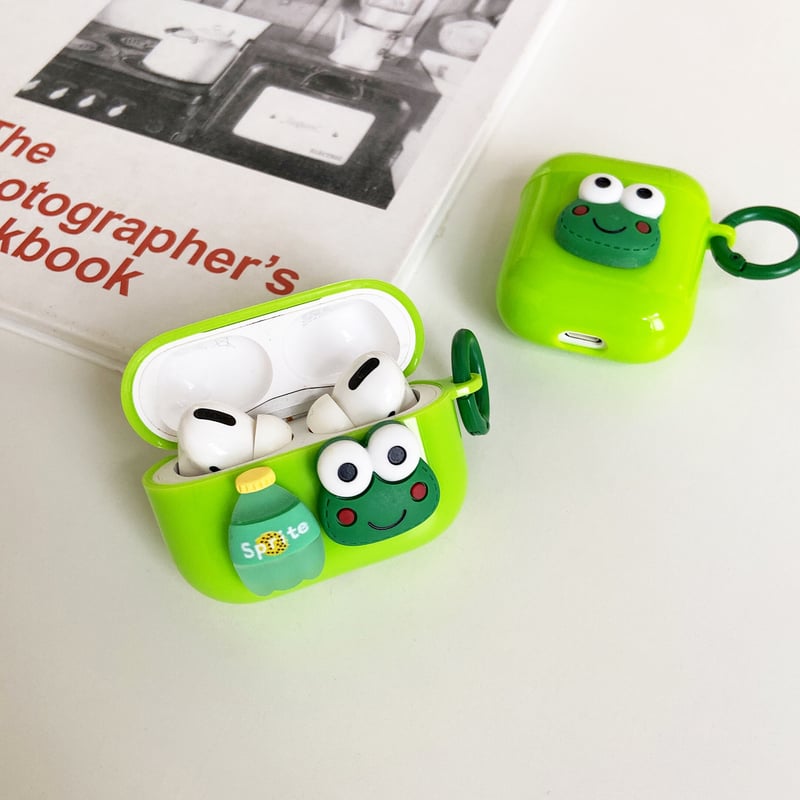 カエル airpods第3世代ケース 緑色 エアーポッズプロカバー