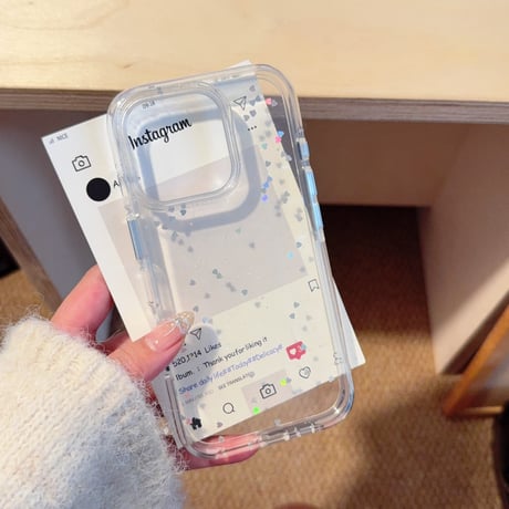 ハートグリッター iPhone16pro/16ケース  高透明 パールストラップ iPhone15pro/14/13カバー  可愛い 高級感たっぷり[M5219]