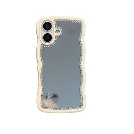 うねうねジュエリー枠 iPhone16pro/16ケース メイク直し鏡 iPhone15promax/14/13/12カバー 夏に人気 落下防止[M5234]