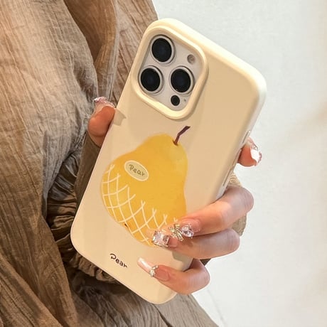 梨柄 iPhone16/16proケース シリコン iPhone15promax/14/13カバー シンプル 人気 女子力アップ [M5375]