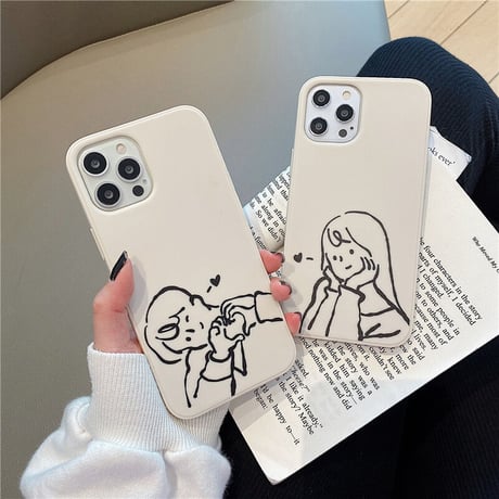 カップルペア iphone14/13promaxケース お揃いgirl/boy iphone12/11promaxカバー シンプル 漫画 使いやすい  [M2202]