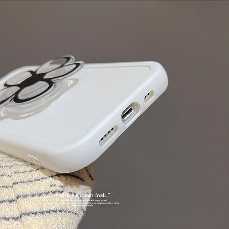 花スマホグリップ iphone14/13proケース スタンド アイフォン12pro/11カバー  可愛い 頑丈 白色[M2053]