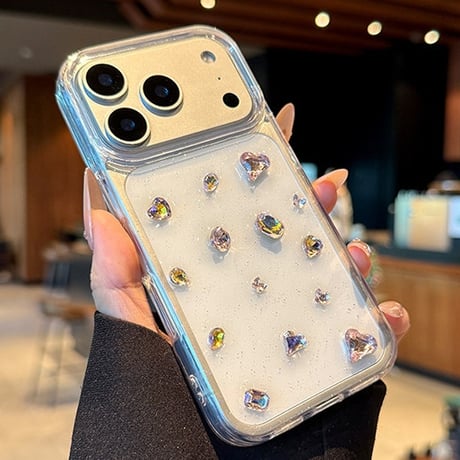 ダイヤデコ iPhone17Pro/17ケース クリア iPhone17ProMax/16Pro/15カバー オシャレ シック　艶感 女子力高い [M5963]