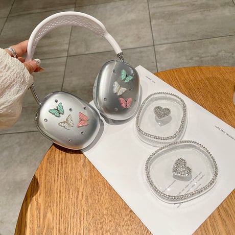女子力高い AirPodsMaxケース ジュエリーハート/蝶 おしゃれ エアーポッズ マックス専用カバー 可愛い プレゼントにおすすめ[M4358]