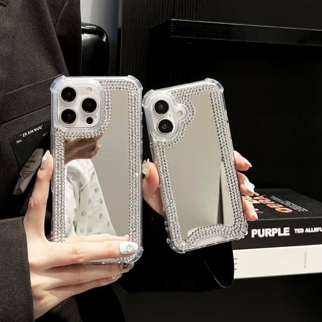 ダイヤデコ ミラー iPhone16/16Proケース 四隅耐衝撃 iPhone15Pro/14/13カバー キラキラ ガールズに大人気[M4805]