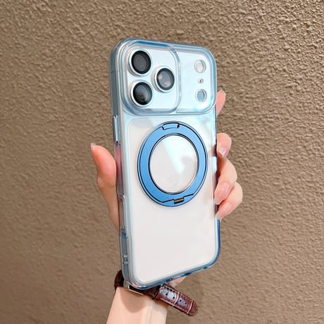 高透明 iPhone18Promax/17Proケース Magsafeリングスタンド付 iPhone16ProMax/15Maxケース カメラ保護[M6464]