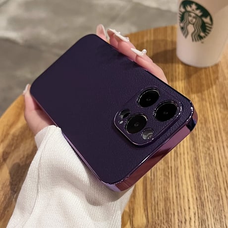 レザー iPhone15/15proケース メッキサイド iPhone14/13proカバー 高級感 指紋防止 シンプル  ビジネス風[M3524]
