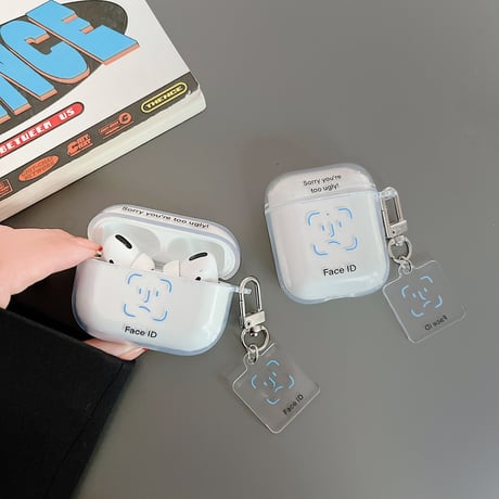 【Airpods 4】顔認証Face ID  airpodspro3/2ケース  同系小物付き クリア airpodsproカバー    かわいい 個性 男女兼用[M1609]