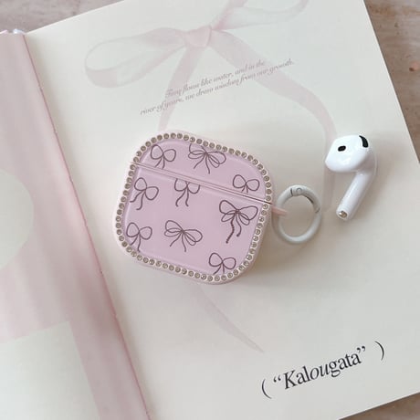 MagSafe対応 AirPodsPro3ケース リボン ジュエリーライン Airpods4/3ケース  AirpodsPro2/Pro1カバー  ギフトにおすすめ [M5913]