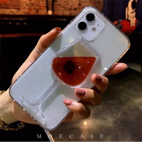 液体赤ワイン iPhone13/14proケース クリア透明感 iPhone12/11/XSカバー 可愛い面白い 夏に人気 ストレス解消 ギフトにおすすめ [M3247]